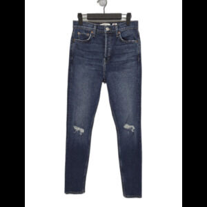 Re/Done Originals Womens Ultra High Rise Slim Blue Jeans Dust Destroy Size 26x30